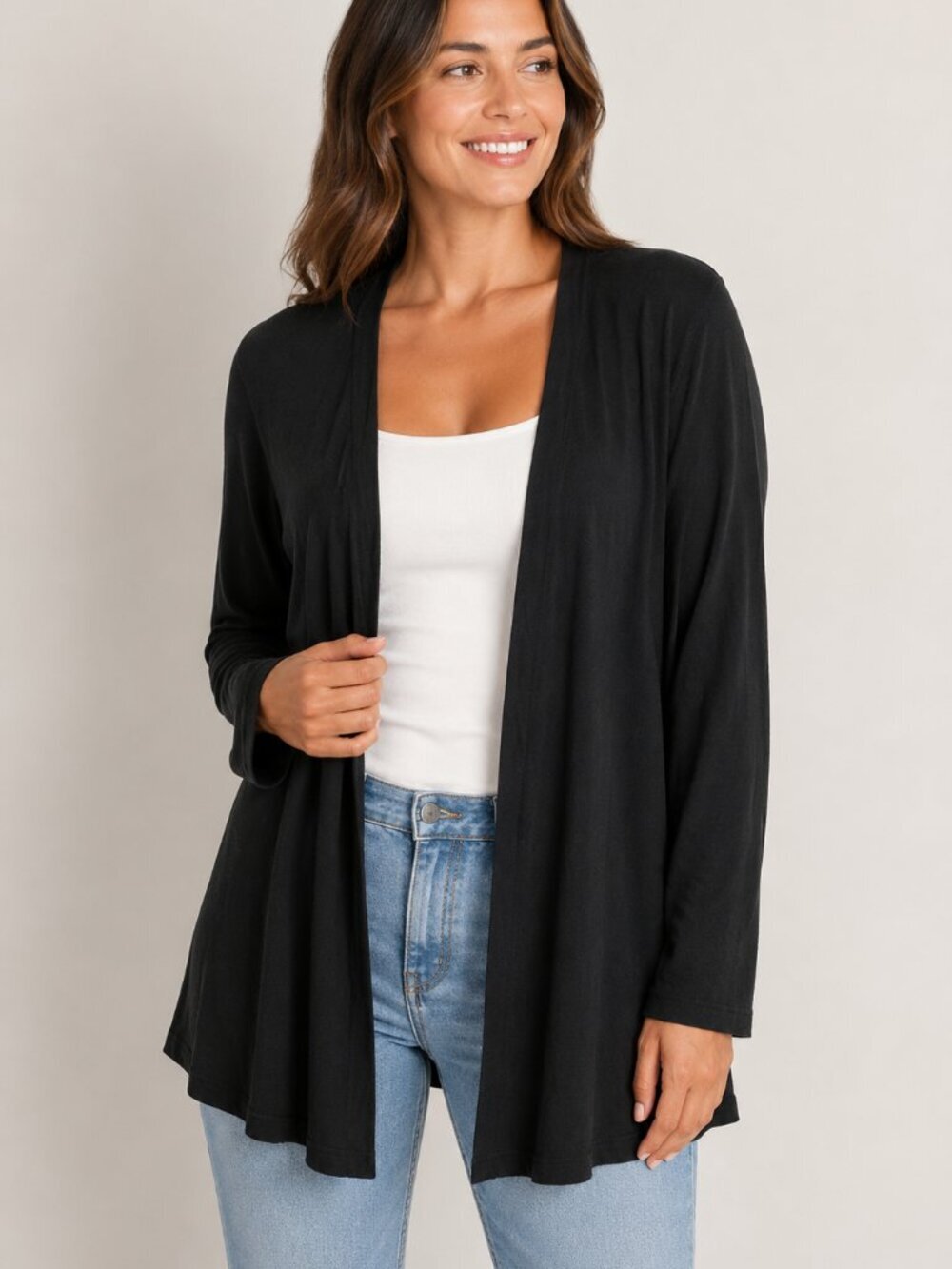 Cuddl Duds Black Lightweight Open Front Cardigan Size S